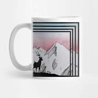 Deer watching mountain sunset Mug